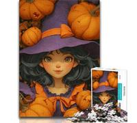 Jigsaw Puzzle 1000 Pieces for Teenagers Halloween Pumpkin Girl 1000 Piece Jigsaw,Family Entertainment Toys with Matching Poster And Trivia Sheet (size 38x26cm)