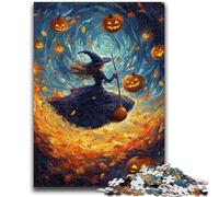 Jigsaw Puzzle 1000 Pieces for Teenagers Halloween Witch Teenager Jigsaw,Stress Reliever Difficult Challenge Secret Santa Gifts (26x38cm)