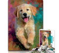 Jigsaw Puzzle 1000 Pieces for Teenagers Happy Golden Retriever Baby Teenager Puzzles,Educational Toy Funny Family Games Unique Home Decor 75x50cm
