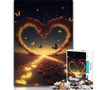Jigsaw Puzzle 1000 Pieces for Teenagers Heart on The Beach 1000 Pieces for Adults,Stress Reliever Difficult Challenge Secret Santa Gifts (size 38x26cm)