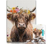 Jigsaw Puzzle 1000 Pieces for Teenagers Highland Cow 1000 Piece Jigsaw,Family Entertainment Toys with Matching Poster And Trivia Sheet (size 75x50cm)