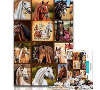 Jigsaw Puzzle 1000 Pieces for Teenagers Horse Collage Puzzles for Adults,is Ideal As Gifts for The Whole Family Suitable for And 14 (size 38x26cm)