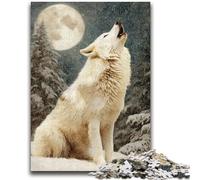 Jigsaw Puzzle 1000 Pieces for Teenagers Howling White Wolf Teenager Jigsaw,Stress Reliever Difficult Challenge Secret Santa Gifts (26x38cm)