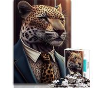 Jigsaw Puzzle 1000 Pieces for Teenagers Jaguar Suit Animal Clothes 1000 Pieces for Adults,Stress Reliever Difficult Challenge Secret Santa Gifts (size 38x26cm)