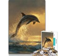 Jigsaw Puzzle 1000 Pieces for Teenagers Jumping Dolphins Teenager Puzzles,Educational Toy Funny Family Games Unique Home Decor 75x50cm
