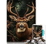 Jigsaw Puzzle 1000 Pieces for Teenagers Jungle Deer 1000 Pieces for Teenagers,with Matching Poster And Trivia Sheet for And Age 14 Years Up 26x38cm