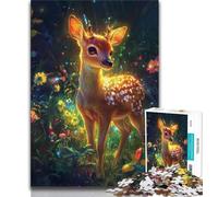 Jigsaw Puzzle 1000 Pieces for Teenagers Jungle Deer Teenager Puzzles,with Matching Poster And Trivia Sheet for Ages 14+ 38x26cm