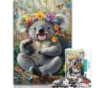 Jigsaw Puzzle 1000 Pieces for Teenagers Koala with Flowers Jigsaw,Educational Stress Relief Toy Gifts for Friends And Family (size 38x26cm)
