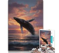 Jigsaw Puzzle 1000 Pieces for Teenagers Leaping Whale Jigsaw,Educational Stress Relief Toy Gifts for Friends And Family (size 75x50cm)