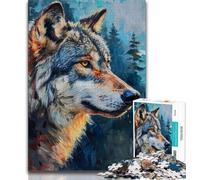 Jigsaw Puzzle 1000 Pieces for Teenagers Majestic Wolf 1000 Piece Puzzle,with Matching Poster And Trivia Sheet for And Age 14 Years Up (size 38x26cm)