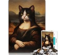 Jigsaw Puzzle 1000 Pieces for Teenagers Mona Lisa Cat Teenager Puzzles,Educational Toys & Games for Adults And Teenagers (size 38x26cm)