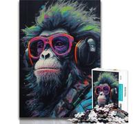 Jigsaw Puzzle 1000 Pieces for Teenagers Monkey with Glasses 1000 Pieces for Adults,Vibrant And Unique Design Relaxing & Challenging Puzzle Experience (size 75x50cm)
