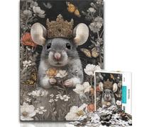 Jigsaw Puzzle 1000 Pieces for Teenagers Mouse Wearing A Crown 1000 Pieces for Teenagers,Quiz Game Wall Decoration Unique Birthday And Xmas Gifts (size 75x50cm)
