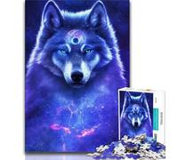 Jigsaw Puzzle 1000 Pieces for Teenagers Mystic Space Wolf Jigsaw,Quiz Game Wall Decoration Unique Birthday And Xmas Gifts (size 75x50cm)