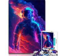 Jigsaw Puzzle 1000 Pieces for Teenagers Neon Astronaut Jigsaw,is Ideal As Gifts for The Whole Family Suitable for And 14 (size 38x26cm)