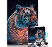 Jigsaw Puzzle 1000 Pieces for Teenagers Neon Tiger Jigsaw,Quiz Game Wall Decoration Unique Birthday And Xmas Gifts (size 38x26cm)