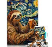 Jigsaw Puzzle 1000 Pieces for Teenagers Night Sky Sloth Drinking 1000 Piece Jigsaw,Decompressing Intellectual Educational Toy Birthday Gift (size 38x26cm)
