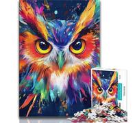 Jigsaw Puzzle 1000 Pieces for Teenagers Owl Portrait 1000 Piece Puzzle,with Matching Poster And Trivia Sheet for And Age 14 Years Up (size 75x50cm)