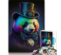 Jigsaw Puzzle 1000 Pieces for Teenagers Panda in A Hat Adult Jigsaw,Stress Reliever Difficult Challenge Secret Santa Gifts (size 38x26cm)
