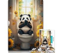 Jigsaw Puzzle 1000 Pieces for Teenagers Panda on The Toilet 1000 Pieces for Adults,Vibrant And Unique Design Relaxing & Challenging Puzzle Experience (size 38x26cm)