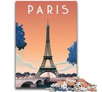 Jigsaw Puzzle 1000 Pieces for Teenagers Paris France Trave Poster Teenager Puzzles,with Matching Poster And Trivia Sheet for Ages 14+ (26x38cm)