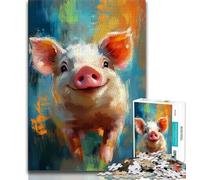 Jigsaw Puzzle 1000 Pieces for Teenagers Pig Baby Painting 1000 Piece Puzzle,with Matching Poster And Trivia Sheet for And Age 14 Years Up (size 38x26cm)
