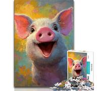 Jigsaw Puzzle 1000 Pieces for Teenagers Pig Painting 1000 Piece Jigsaw,Family Entertainment Toys with Matching Poster And Trivia Sheet (size 38x26cm)