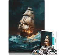Jigsaw Puzzle 1000 Pieces for Teenagers Pirate Ship Puzzles for Adults,is Ideal As Gifts for The Whole Family Suitable for And 14 (size 75x50cm)