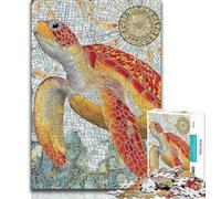 Jigsaw Puzzle 1000 Pieces for Teenagers Psychedelic Animal Sea Turtle 1000 Pieces for Teenagers,Quiz Game Wall Decoration Unique Birthday And Xmas Gifts (size 38x26cm)