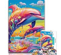 Jigsaw Puzzle 1000 Pieces for Teenagers Psychedelic Dolphin Jigsaw,Educational Stress Relief Toy Gifts for Friends And Family (size 75x50cm)