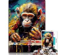 Jigsaw Puzzle 1000 Pieces for Teenagers Psychedelic Monkey Teenager Puzzles,Educational Toy Funny Family Games Unique Home Decor 38x26cm