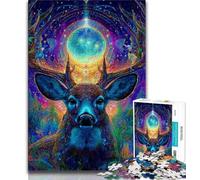Jigsaw Puzzle 1000 Pieces for Teenagers Psychedelic Visionary Deer Art Adult Jigsaw,Stress Reliever Difficult Challenge Secret Santa Gifts (size 38x26cm)