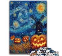 Jigsaw Puzzle 1000 Pieces for Teenagers Pumpkins Under The Night Sky Teenager Jigsaw,Stress Reliever Difficult Challenge Secret Santa Gifts (26x38cm)