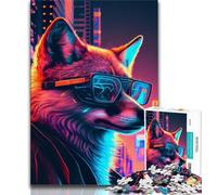 Jigsaw Puzzle 1000 Pieces for Teenagers Punk Fox Puzzles,Family Game Stress Reliever Difficult Challenge Suitable for Couples (size 38x26cm)