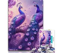 Jigsaw Puzzle 1000 Pieces for Teenagers Purple Animal Peacock Adult Jigsaw,Stress Reliever Difficult Challenge Secret Santa Gifts (size 75x50cm)