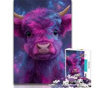 Jigsaw Puzzle 1000 Pieces for Teenagers Purple Highland Cow Adult Jigsaw,Stress Reliever Difficult Challenge Secret Santa Gifts (size 75x50cm)