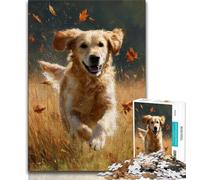 Jigsaw Puzzle 1000 Pieces for Teenagers Running Golden Retriever Puzzles for Adults,is Ideal As Gifts for The Whole Family Suitable for And 14 (size 75x50cm)
