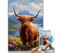 Jigsaw Puzzle 1000 Pieces for Teenagers Scottish Cow Teenager Puzzles,Educational Toy Funny Family Games Unique Home Decor 38x26cm