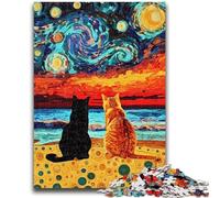 Jigsaw Puzzle 1000 Pieces for Teenagers Seaside Cat Teenager Jigsaw,Stress Reliever Difficult Challenge Secret Santa Gifts (50x75cm)