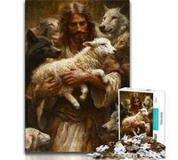 Jigsaw Puzzle 1000 Pieces for Teenagers Sheep And Jesus 1000 Piece Puzzle,with Matching Poster And Trivia Sheet for And Age 14 Years Up (size 75x50cm)