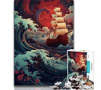 Jigsaw Puzzle 1000 Pieces for Teenagers Ship Sailing on Wave 1000 Pieces for Adults,Birthday Present, Gifts, Wall Art for Ages 14+ (size 38x26cm)