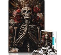 Jigsaw Puzzle 1000 Pieces for Teenagers Skeleton King 1000 Piece Puzzle,with Matching Poster And Trivia Sheet for And Age 14 Years Up (size 75x50cm)
