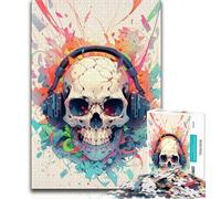 Jigsaw Puzzle 1000 Pieces for Teenagers Skeleton Wearing Headphones Teenager Puzzles,Educational Toys & Games for Adults And Teenagers (size 38x26cm)