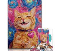 Jigsaw Puzzle 1000 Pieces for Teenagers Smiling Cat 1000 Pieces for Teenagers,Quiz Game Wall Decoration Unique Birthday And Xmas Gifts (size 75x50cm)