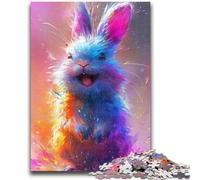 Jigsaw Puzzle 1000 Pieces for Teenagers Smiling Cute Bunny Teenager Jigsaw,Fun Games Every Piece Is Unique - Challenging Family Fun Game (26x38cm)