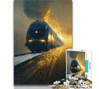 Jigsaw Puzzle 1000 Pieces for Teenagers Snow Train Sunset Teenager Puzzles,Educational Toys & Games for Adults And Teenagers (size 75x50cm)