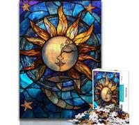 Jigsaw Puzzle 1000 Pieces for Teenagers Stained Glass Sun Teenager Jigsaw,for Educational Game Challenge Toy Unique Home Decor And Gifts 26x38cm