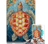 Jigsaw Puzzle 1000 Pieces for Teenagers Stained Glass Turtle 1000 Pieces for Adults,Birthday Present, Gifts, Wall Art for Ages 14+ (size 38x26cm)