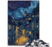 Jigsaw Puzzle 1000 Pieces for Teenagers Street Under The Night Sky Puzzles for Teenagers,Fun Present & Activity for Home,Toy for Rainy Days (50x75cm)