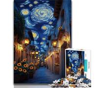 Jigsaw Puzzle 1000 Pieces for Teenagers Streets Under The Night Sky Puzzles for Teenagers,Educational Games Home Decoration Suitable for Desktop Decoration (size 75x50cm)